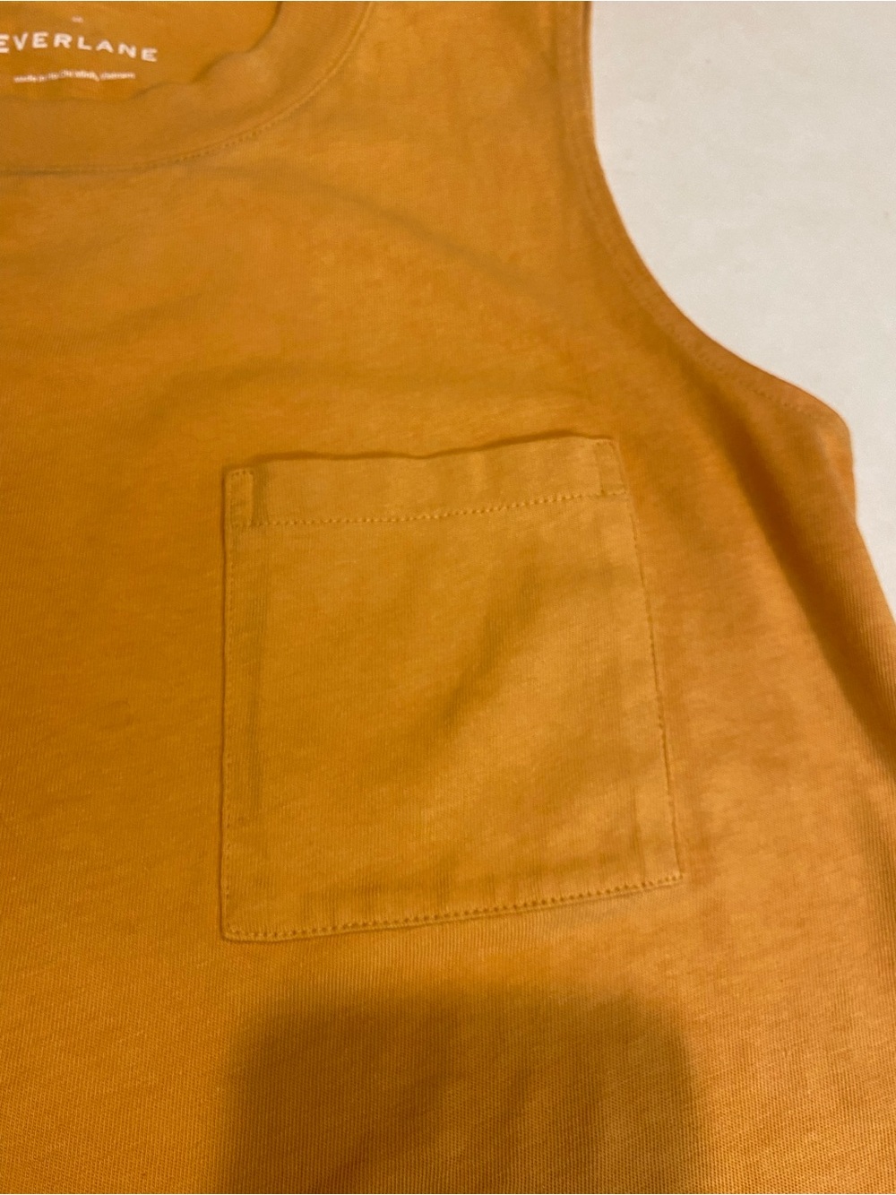 EVERLANE THE WEEKEND 100% COTTON TANK DRESS MIDI CHEST POCKET SIENNA TURMERIC XS - Picture 9 of 9